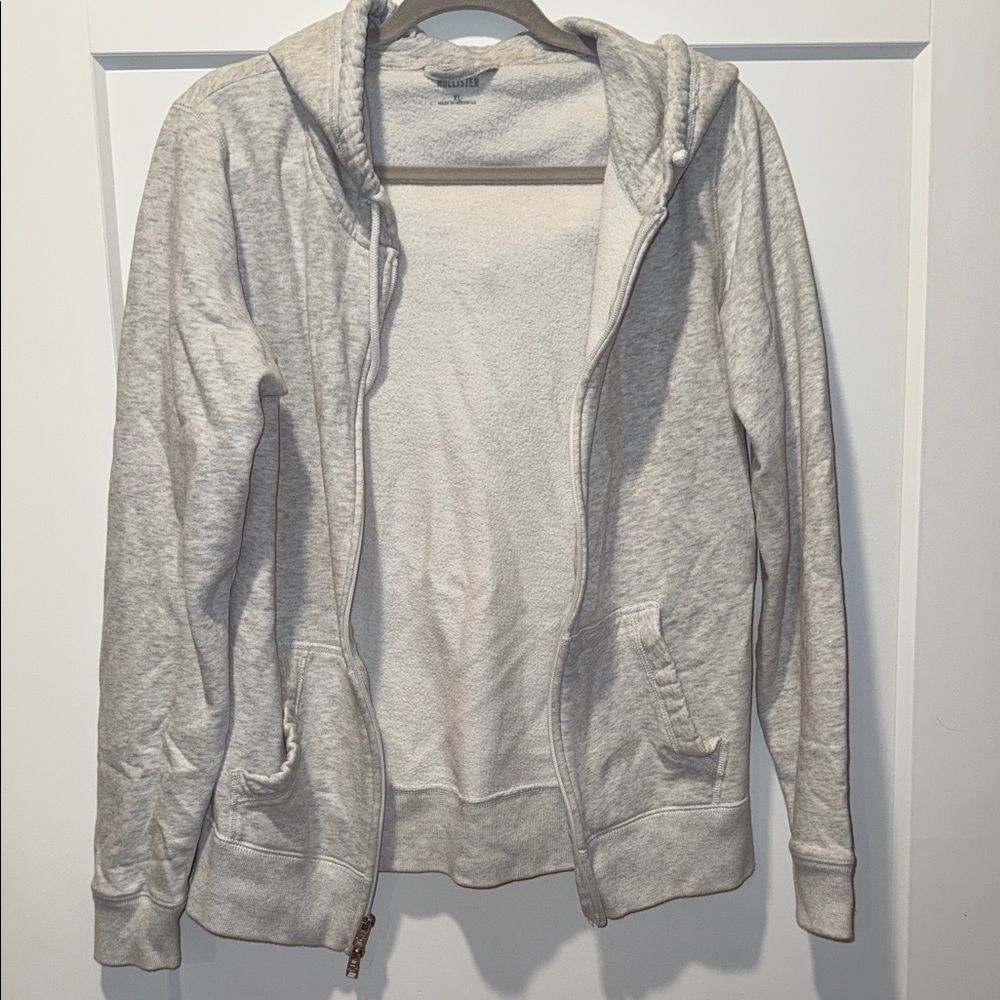 Hollister Light Gray Zip-Up Hoodie